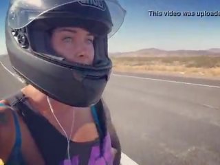 Felicity feline motorcycle stunner riding aprilia in bra