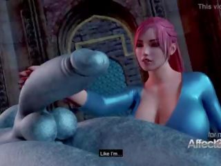 Big tits goddess awakening the futanari demon in a 3d animation