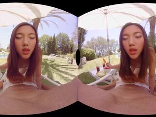 Virtual Reality amazing blowjob by lustful Asian schoolgirl in POV